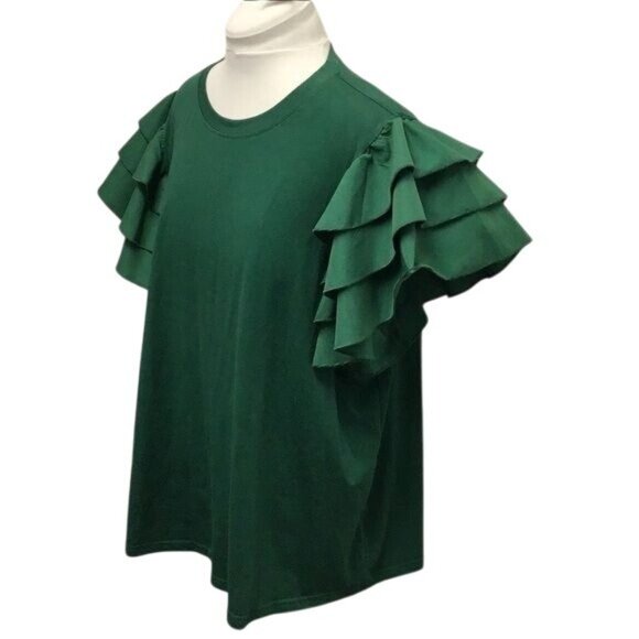 Shein Curve Women’s Layered Ruffle Sleeve Top, Emerald, size 4XL - Picture 3 of 7